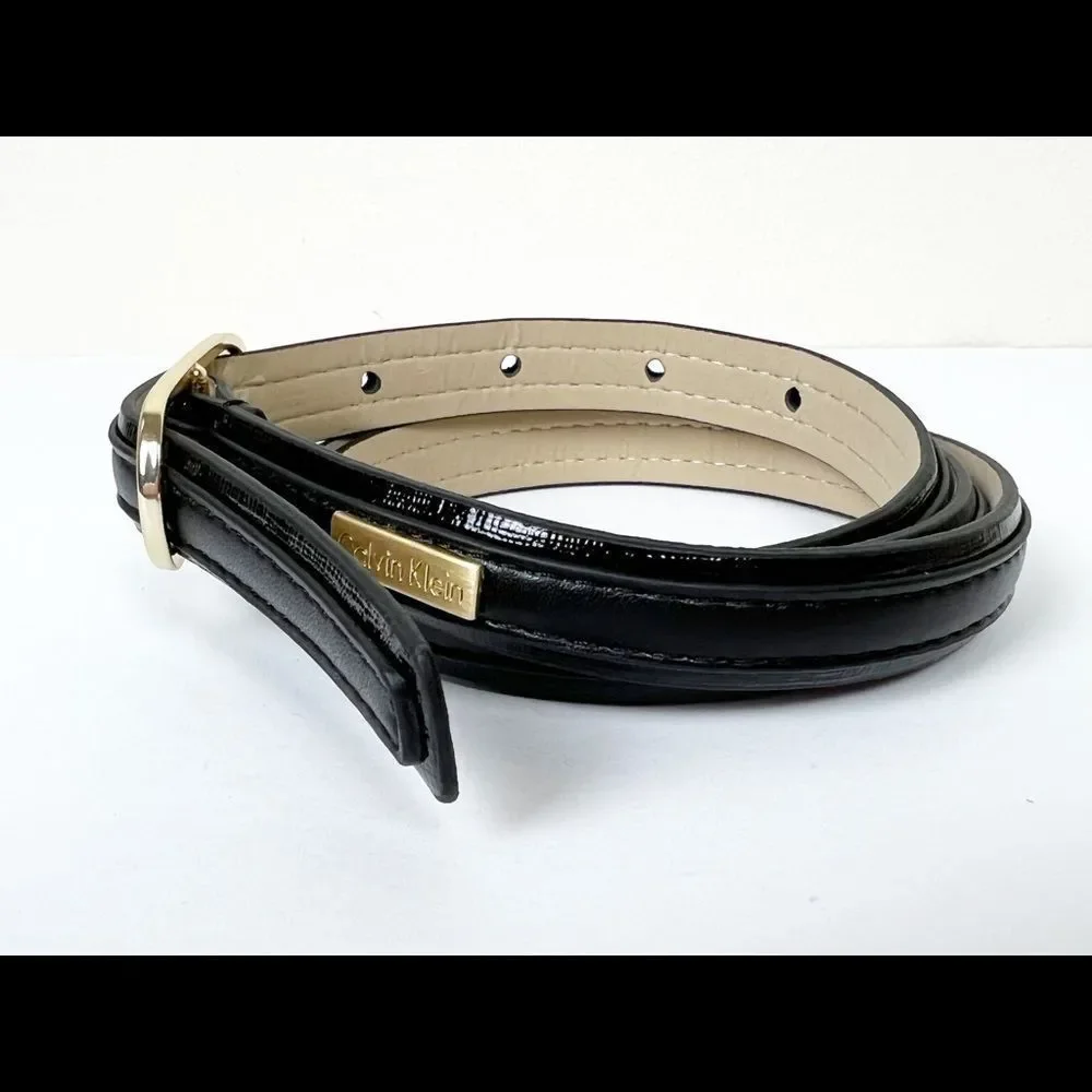 Calvin Klein Women's Skinny Belts Set of Two Black and Light Pink Size Medium‎